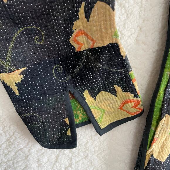 Evelyn Clair Jaipur Reversible Kantha Jacket Coat 1 of a kind Handmade Boho - Picture 8 of 14